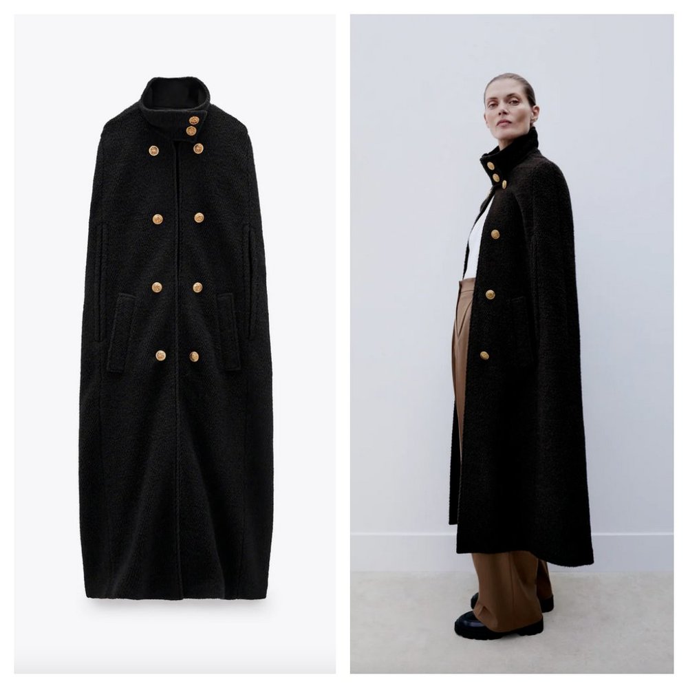 ZARA XS/S LIMITED EDITION WOOL BLEND CAPE - Picture 3 of 8